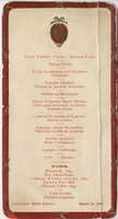 Grosvenor Hotel, menu, March 26, 1901