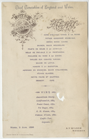 Chief Constables of England and Wales event, menu, Tuesday, June 5, 1894, at Hotel Continental