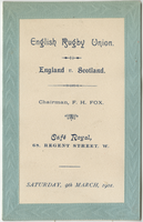 English Rugby Union, celebration, menu, Saturday, March 9, 1901, at Café Royal