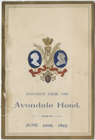 Avondale Hotel, menu, June 22, 1897