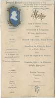 Inaugural banquet of the re-opening of the Kuhn's Restaurant, menu