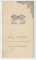 1874-1899 M.L. and E.S. silver wedding celebration, menu, Friday, March 17, 1899, at Grand Hotel