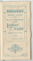 Enoch Lodge, ladies' night, menu, Wednesday, April 8, 1903 at Freemasons' Tavern