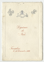 Wedding lunch, menu, December 19, 1899, at Trocadero Restaurant