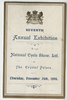 Seventh annual exhibition of the National Cycle Show, Ltd., menu, Thursday, November 24, 1898, at the Crystal Palace