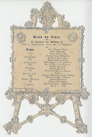 Marriage of Miss F. Schneiders with Mr. H. Sniders, dinner menu, March 30, 1898, at Trocadero Restaurant