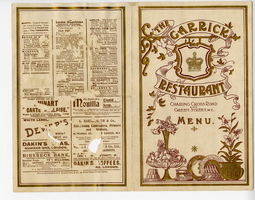 The Garrick Restaurant, menu, Thursday, February 5, 1903