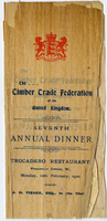 The Timber Trade Federation of the United Kingdom seventh annual dinner, Monday, February 12, 1900, at Trocadero Restaurant