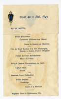 Savoy Hotel, dinner, May 11, 1899