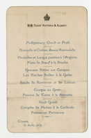 H.M. Yacht Victoria & Albert, menu, August 16, 1902