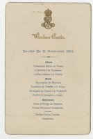 Windsor Castle, menu, November 21, 1902