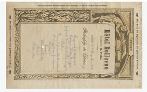 Hôtel Bellevue, menu, August 2, 1883