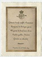 House of Savoy Royal Family residence, lunch menu, October 28, 1899
