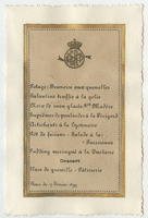 House of Savoy Royal Family residence, dinner menu, February 17, 1899