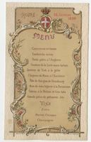 House of Savoy Royal Family residence, menu, January 28, 1899