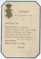 House of Savoy Royal Family residence, menu, Wednesday, January 13, 1886