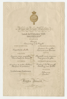 Belgian Royal Family residence, dinner for their Belgian Majesties, Monday, October 8, 1900
