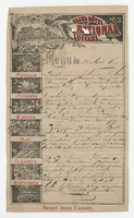 Grand Hôtel National Lucerne, menu, August 22, 1887