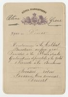 Hôtel d'Angleterre, dinner menu