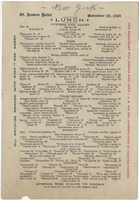 St. James Hotel, lunch menu, November 22, 1893