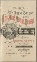 Menu for the third annual banquet of the Hotel Men's Mutual Benefit Association of the United States, January 17, 1882, Burnet House