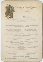 New Year's Day menu, 1883, Park Central Hotel