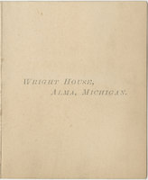 Wright House, five o'clock dinner menu, Sunday, January 6, 1884 