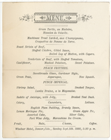 Windsor Hotel menu, Sunday, September 5, 1880 