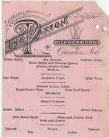 Paxton, menu
