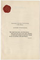 Sixty fourth birthday of Her Majesty, Queen Victoria, dinner menu, Thursday, May 24, 1883 at the Galt House
