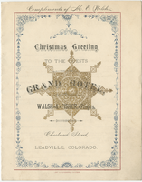 Christmas dinner menu, Thursday, December 25, 1879 at the Grand Hotel