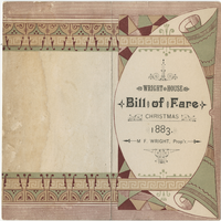 Christmas dinner menu, December 25, 1883, at the Wright House