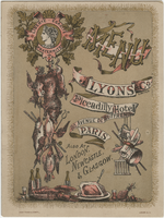 Piccadilly Hotel dinner menu, October 14, 1889