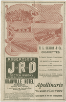 Freemasons' Tavern menu, February 17, 1903