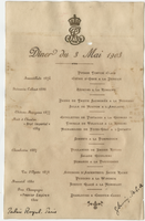 Palais Royal dinner menu, May 3, 1903