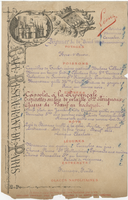 Café Restaurant de Paris, supper menu, December 14, 1886