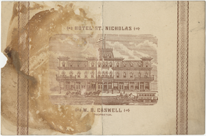 St. Nicholas Hotel menu, Sunday February 22, 1885