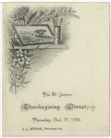 Thanksgiving dinner menu, Thursday, November 27, 1884, The St. James