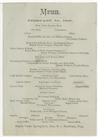 Arcade Hotel, menu, February 1, 1885