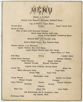 Christmas menu, 1884, The Northern