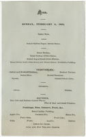 United States Hotel Sunday five o'clock dinner, Sunday, February 8, 1885