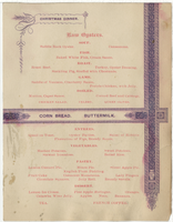Christmas dinner menu, St. James Hotel