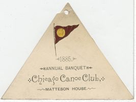 Menu for the annual banquet of the Chicago Canoe Club, 1885, Matteson House