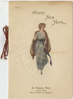 St. Nicholas Hotel, New Year's dinner menu, 1914