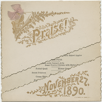 Thanksgiving menu, November 27, 1890, St. Nicholas Hotel