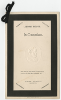 Memorial to President Ulysses S. Grant, menu, Saturday, August 8, 1885, Aborn House