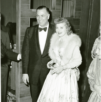 Photograph of Lucille Ball and Jack Entratter at the Sands Hotel's first anniversary celebration, Las Vegas, 1953