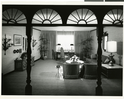 Photograph of a living room in the Aqueduct Building, Las Vegas, 1963