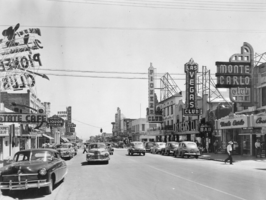 Film transparency of Fremont Street, Las Vegas, circa 1940s