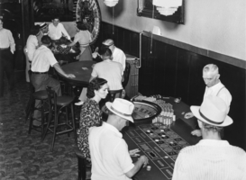 Film transparency of the inside of an unidentified casino, Las Vegas, circa 1930-1950s